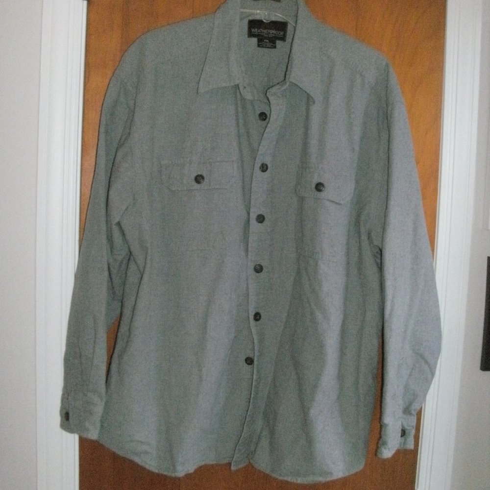 Weatherproof Garment Co. Gray Chamois Long Sleeve Button Front Cotton Shirt XXL